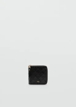 MANGO Galanteria Skórzana*Portfel z dekoracyjnymi szwami