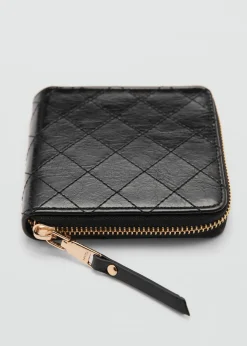 MANGO Galanteria Skórzana*Portfel z dekoracyjnymi szwami