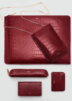 MANGO Galanteria Skórzana*Portfel z klapą z teksturą skóry krokodyla