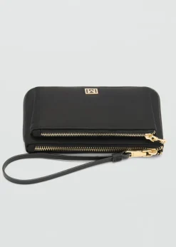 MANGO Galanteria Skórzana*Portmonetka z dwoma przegródkami i logo