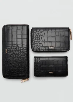 MANGO Galanteria Skórzana*Portmonetka z efektem skóry krokodyla
