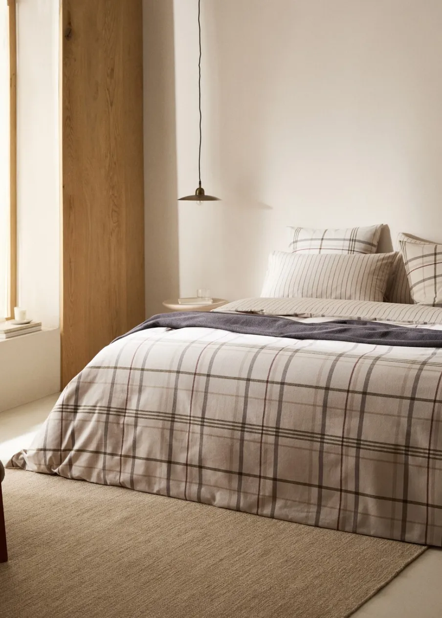MANGO Poszwa Na Kołdrę*Poszwa na kołdrę dwustronna z flaneli w kratę na łóżko 90 cm