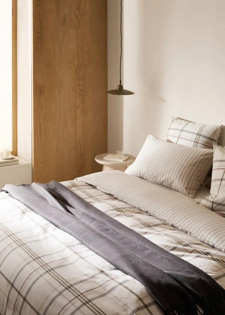 MANGO Poszwa Na Kołdrę*Poszwa na kołdrę dwustronna z flaneli w kratę na łóżko 90 cm