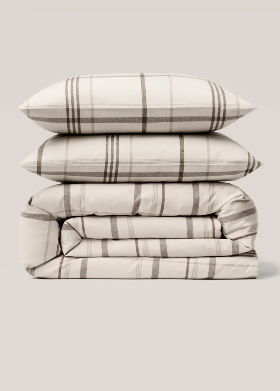 MANGO Poszwa Na Kołdrę*Poszwa na kołdrę dwustronna z flaneli w kratę na łóżko 90 cm