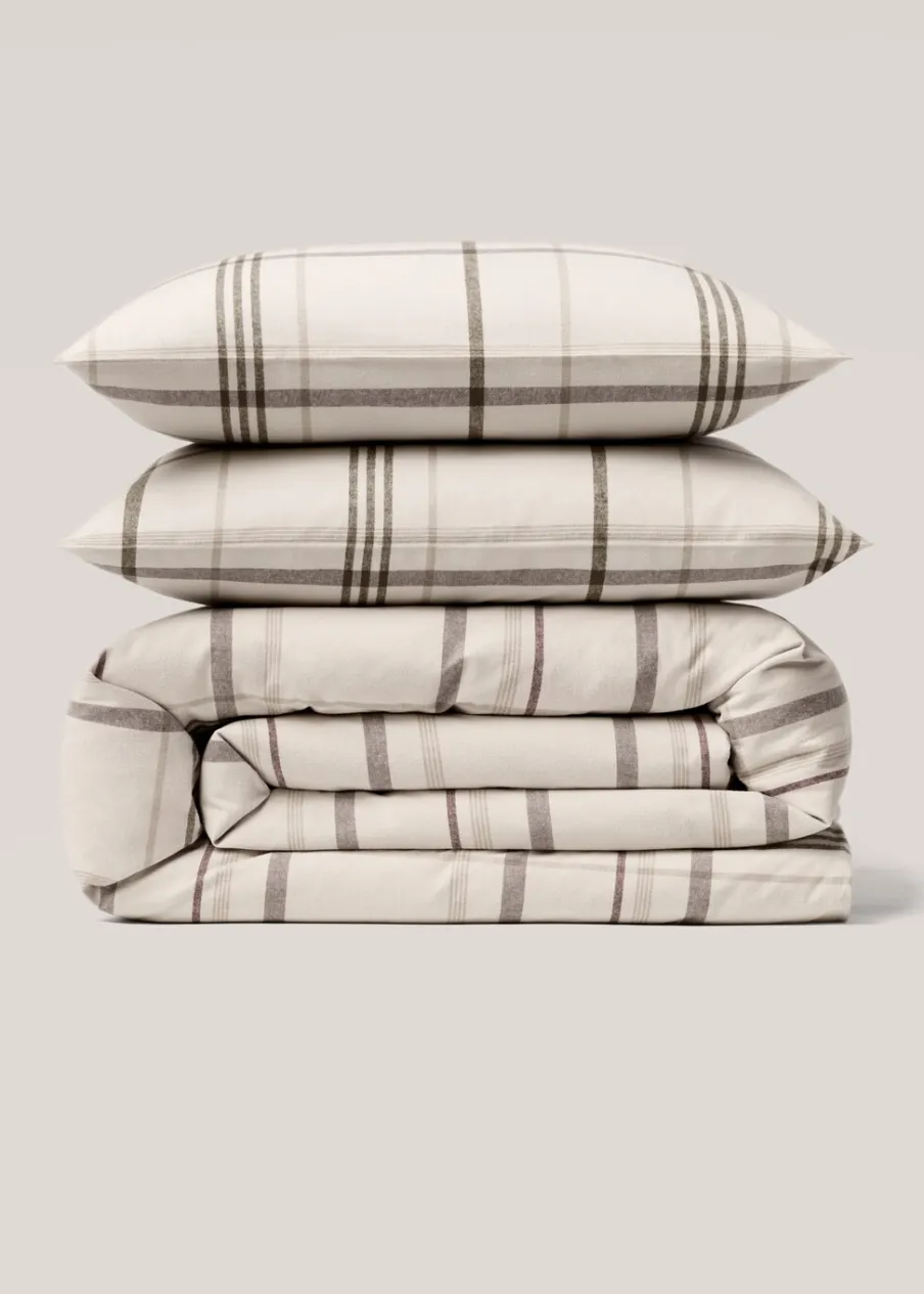 MANGO Poszwa Na Kołdrę*Poszwa na kołdrę dwustronna z flaneli w kratę na łóżko 135 cm