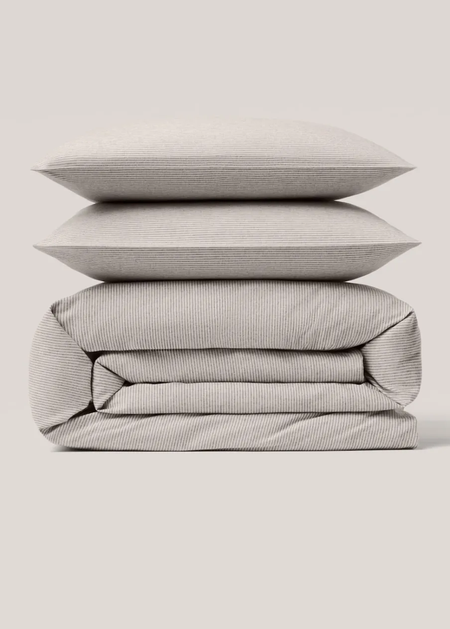 MANGO Poszwa Na Kołdrę*Poszwa na kołdrę z bawełnianej flaneli w paski na łóżko 90 cm