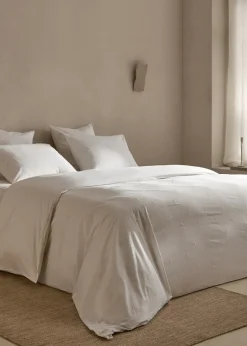 MANGO Poszwa Na Kołdrę*Poszwa na kołdrę z bawełny z kwiatowym haftem na łóżko 135 cm