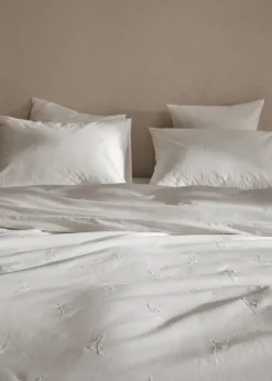 MANGO Poszwa Na Kołdrę*Poszwa na kołdrę z bawełny z kwiatowym haftem na łóżko 135 cm