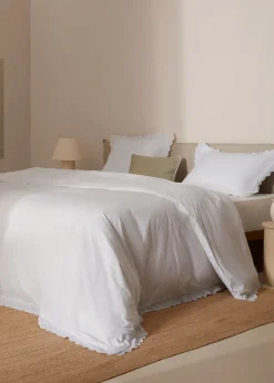 MANGO Poszwa Na Kołdrę*Poszwa na kołdrę z bawełny z haftowaną falbanką na łóżko 135 cm