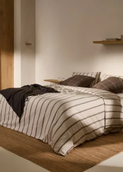 MANGO Poszwa Na Kołdrę*Poszwa na kołdrę z flaneli z 100% bawełny w paski na łóżko 135 cm