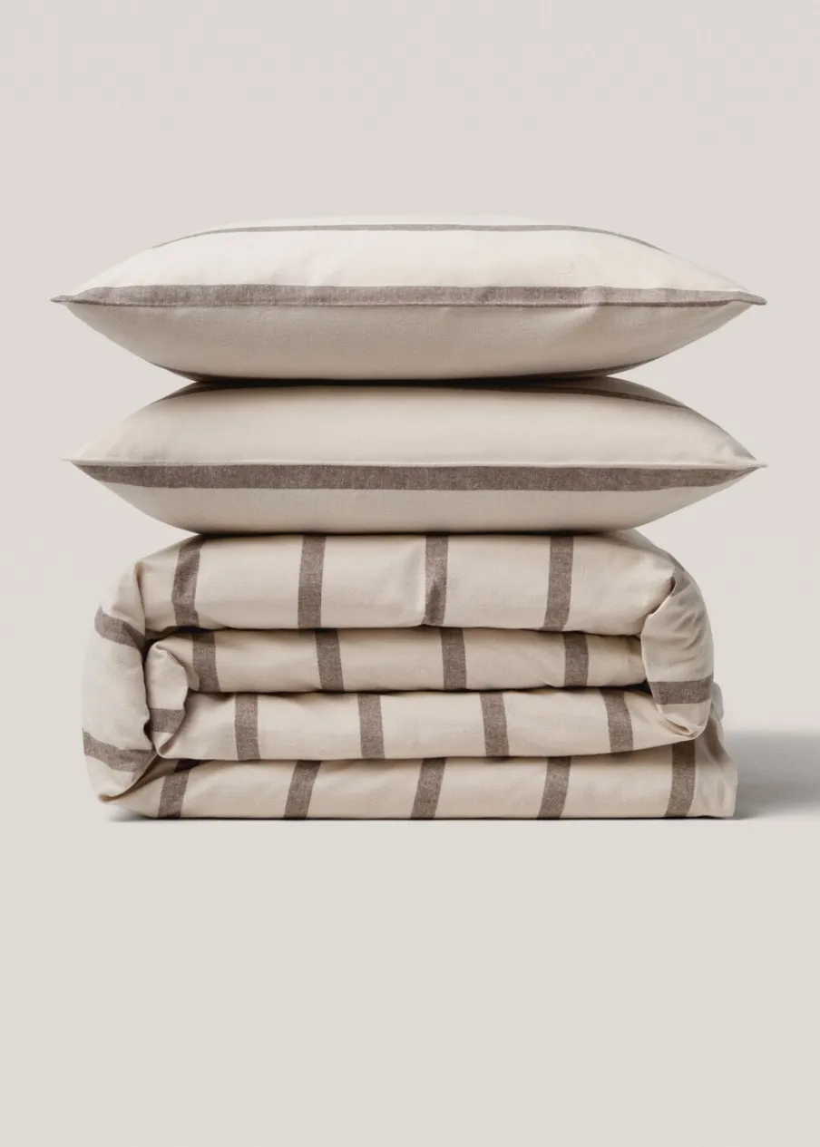 MANGO Poszwa Na Kołdrę*Poszwa na kołdrę z flaneli z 100% bawełny w paski na łóżko 90 cm