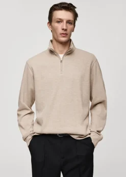 MANGO Bluzy*Prążkowana bluza z kołnierzem typu komin