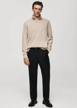 MANGO Bluzy*Prążkowana bluza z kołnierzem typu komin