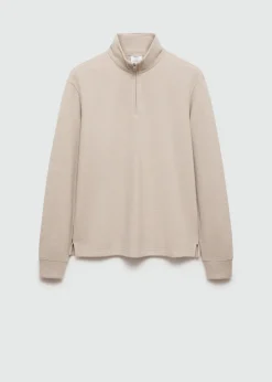 MANGO Bluzy*Prążkowana bluza z kołnierzem typu komin