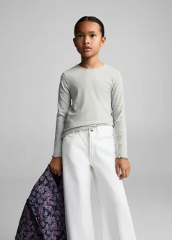 Dzieci MANGO Koszulki I Topy*Prążkowana koszulka z długimi rękawami