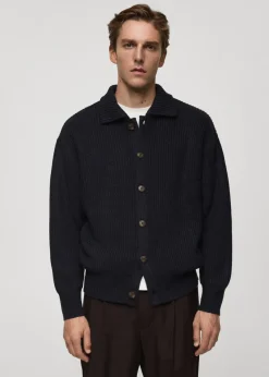 MANGO Kardigany I Swetry*Prążkowany kardigan relaxed fit