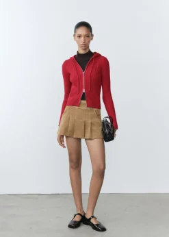 MANGO Kurtki|Swetry I Kardigany*Prążkowany kardigan z kapturem