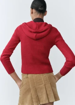 MANGO Kurtki|Swetry I Kardigany*Prążkowany kardigan z kapturem