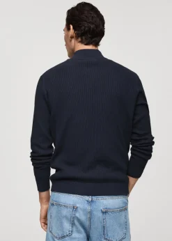 MANGO Kardigany I Swetry*Prążkowany sweter z kołnierzem i zapięciem na zamek