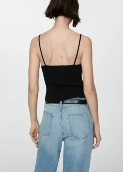 MANGO Topy*Prążkowany top na cienkich ramiączkach