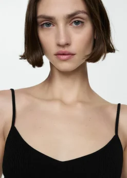 MANGO Topy*Prążkowany top na cienkich ramiączkach