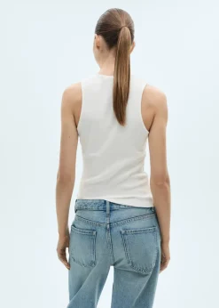 MANGO Topy*Prążkowany top z bawełny