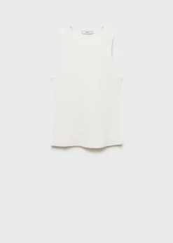 MANGO Topy*Prążkowany top z bawełny
