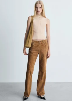 MANGO Topy*Prążkowany top z guzikami