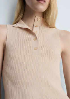 MANGO Topy*Prążkowany top z guzikami