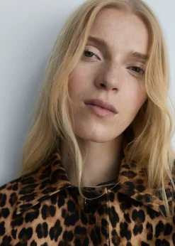 MANGO Płaszcze*Prosty płaszcz w panterkę