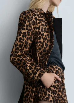 MANGO Płaszcze*Prosty płaszcz w panterkę