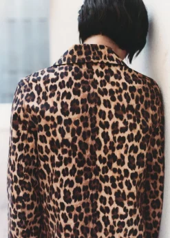 MANGO Płaszcze*Prosty płaszcz w panterkę