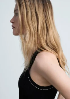 MANGO Topy*Ribbed top with contrasting trim