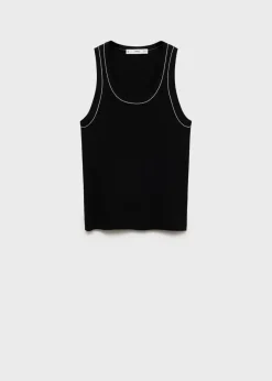 MANGO Topy*Ribbed top with contrasting trim