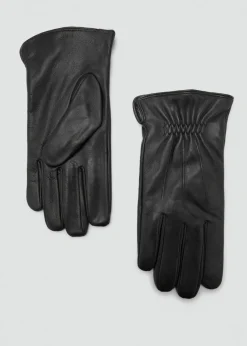 MANGO Skóra|Szaliki, Czapki I Rękawiczki*Rękawiczki z 100% skóry z marszczeniem