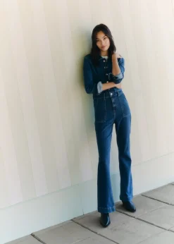 MANGO Sukienki I Kombinezony*Rozszerzany kombinezon jeansowy