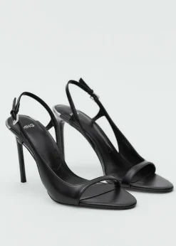 MANGO Buty|Akcesoria Skórzane*Sandały na obcasie z asymetryczną cholewką