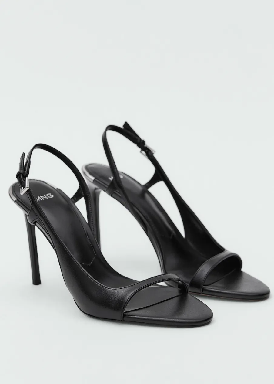 MANGO Buty|Akcesoria Skórzane*Sandały na obcasie z asymetryczną cholewką