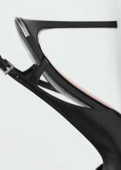 MANGO Buty|Akcesoria Skórzane*Sandały na obcasie z asymetryczną cholewką
