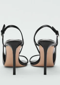 MANGO Buty|Akcesoria Skórzane*Sandały na obcasie z asymetryczną cholewką