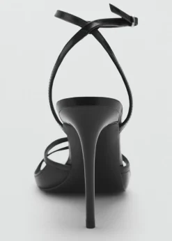 MANGO Buty*Sandały skórzane na obcasie z metalowym czubkiem