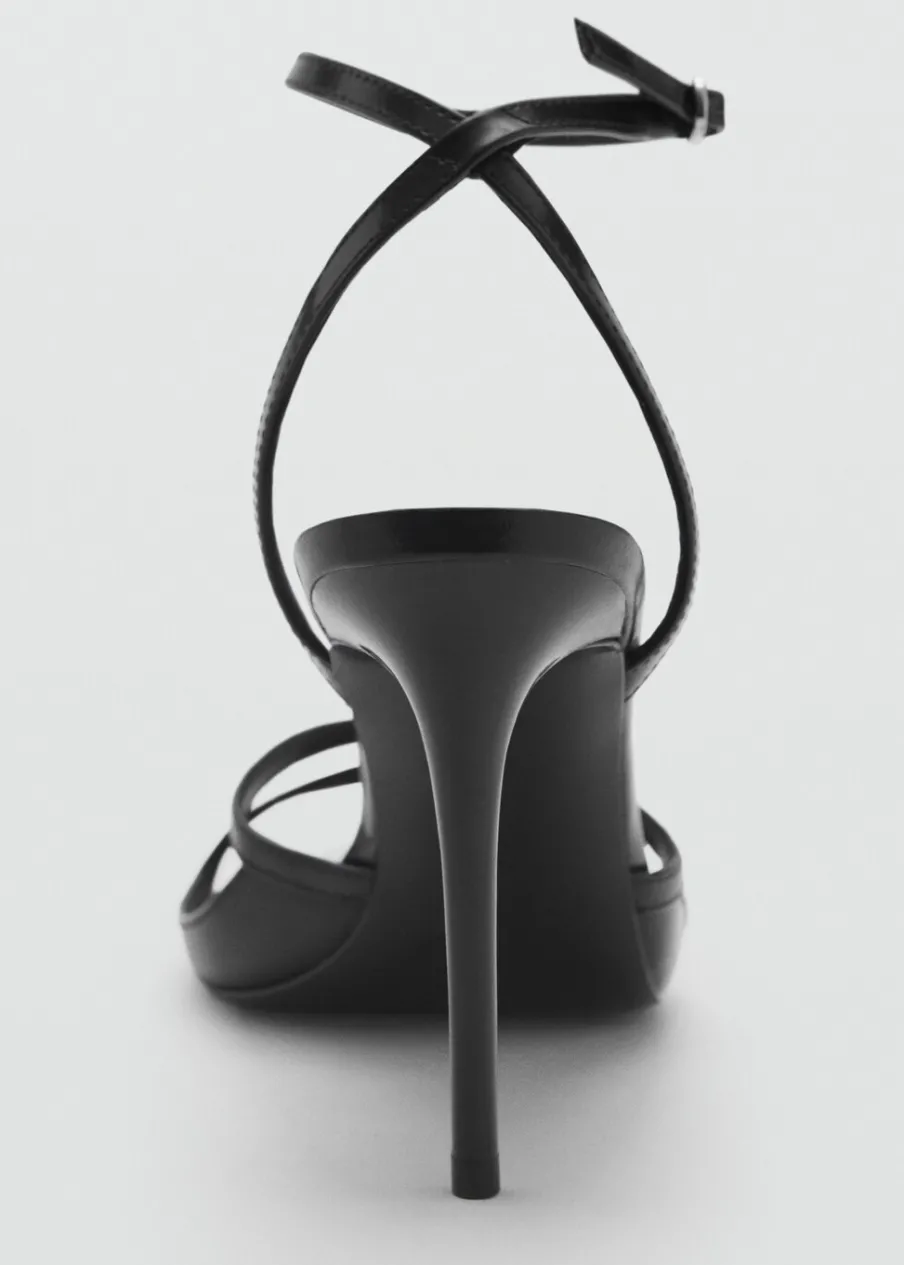 MANGO Buty*Sandały skórzane na obcasie z metalowym czubkiem