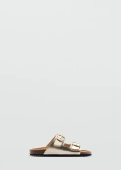 Dzieci MANGO Buty*Sandały w metalicznym kolorze ze sprzączkami