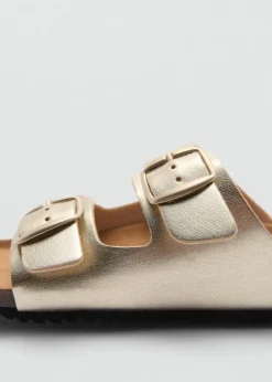 Dzieci MANGO Buty*Sandały w metalicznym kolorze ze sprzączkami