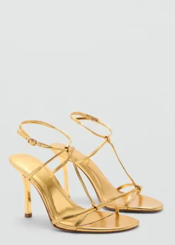 MANGO Buty*Sandały z metalicznych pasków