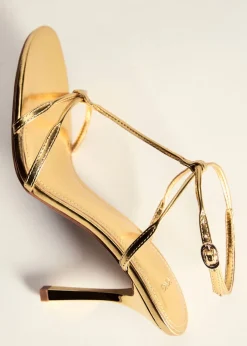 MANGO Buty*Sandały z metalicznych pasków