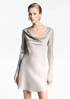 MANGO Sukienki I Kombinezony*Satynowa sukienka z drapowanym dekoltem