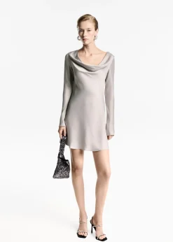 MANGO Sukienki I Kombinezony*Satynowa sukienka z drapowanym dekoltem