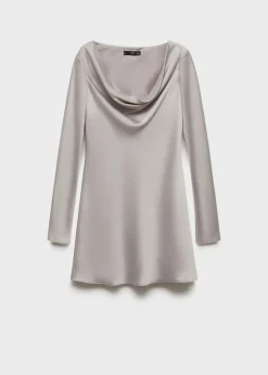 MANGO Sukienki I Kombinezony*Satynowa sukienka z drapowanym dekoltem