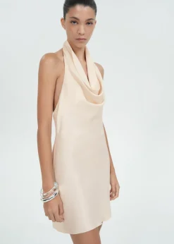 MANGO Sukienki I Kombinezony*Satynowa sukienka z drapowanym dekoltem